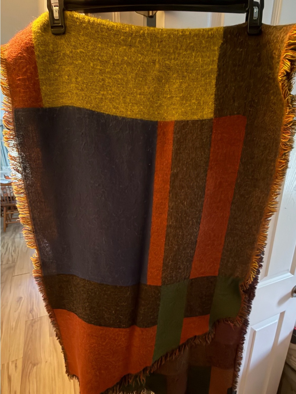 Shawl / Cape - Cozy Colorblock in Mustard, Rust & Olive